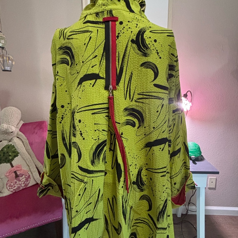 Y&S Women’s XL Lime Green Abstract Print shirt jacket - Picture 8 of 16